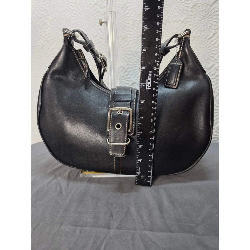 Coach Soho Buckle Flap Hobo Bag Womens Medium Black Leather Excellent Y2K 7546